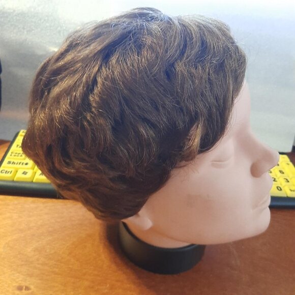 NEW ! Women &Men Short Hair 10x8 Curly Wig Dark Blonde main image 6